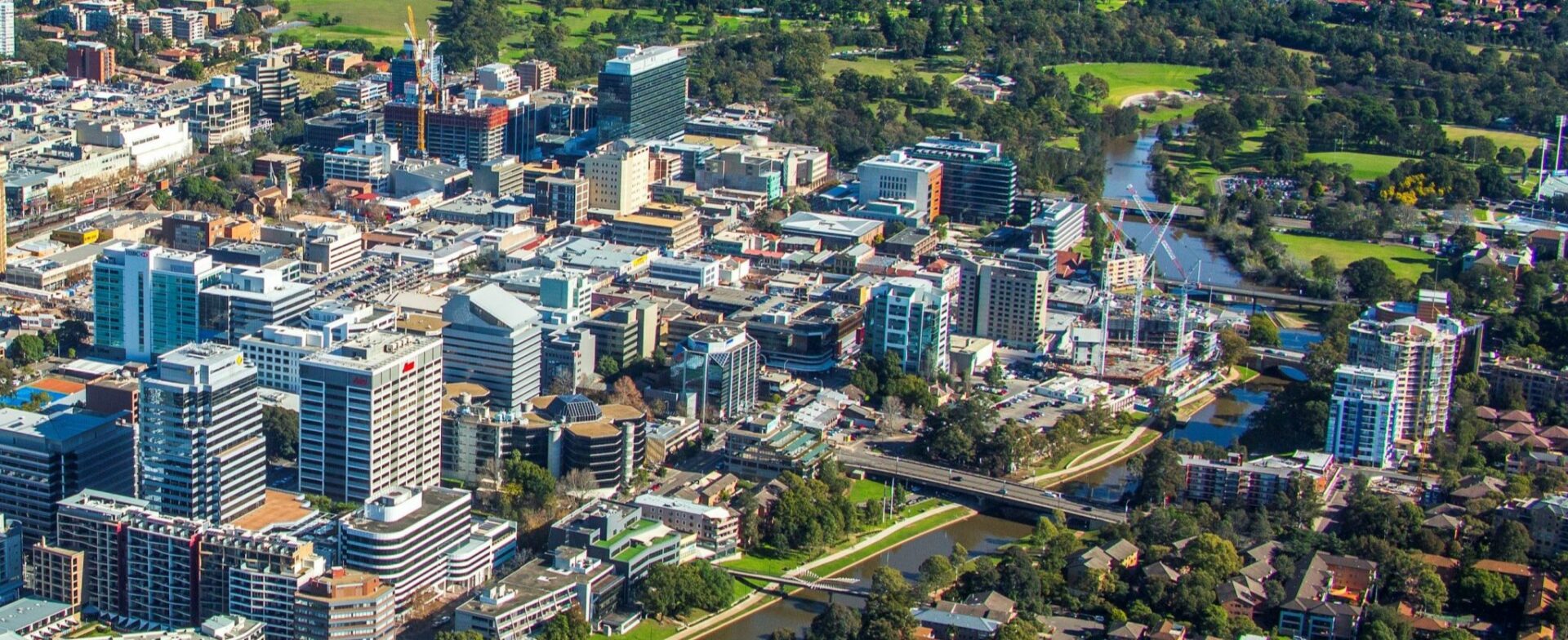An aerial view of Parramatta, NSW - insulation installers in Parramatta
